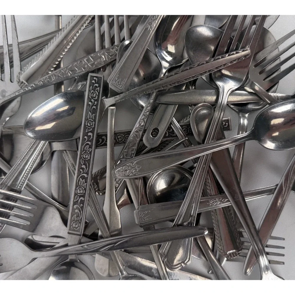 Lot‎ Of 10 pc Mismatched Stainless Forks, Spoons, Knives For Crafts Silverware